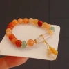 New Chinese-style natural stone gold thread jade beaded bracelet, butterfly lily and orchid bracelet, ancient-style high-end jewelry wholesale Specification image